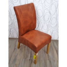 Čalouněná židle SARPSBORG I 15879A 100x44x65 cm dřevo dub umělá kůže dekor koňak